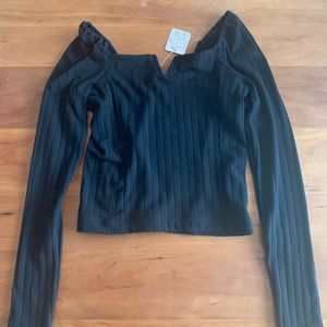 Free People Black Long Sleeve VNotch Size XS